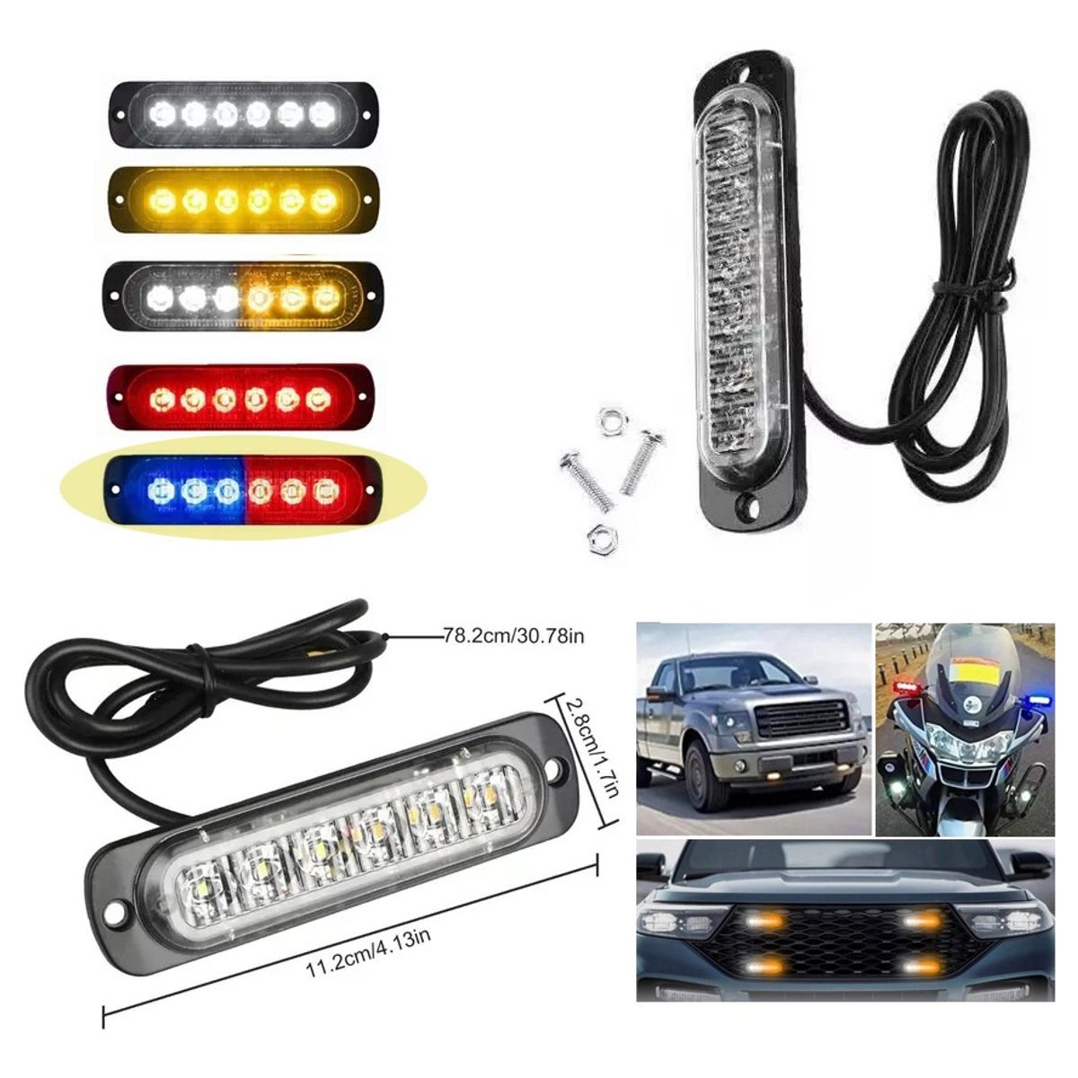 GENERICO - Baliza 6 Led Foco Neblinero Destellante 12-24 V