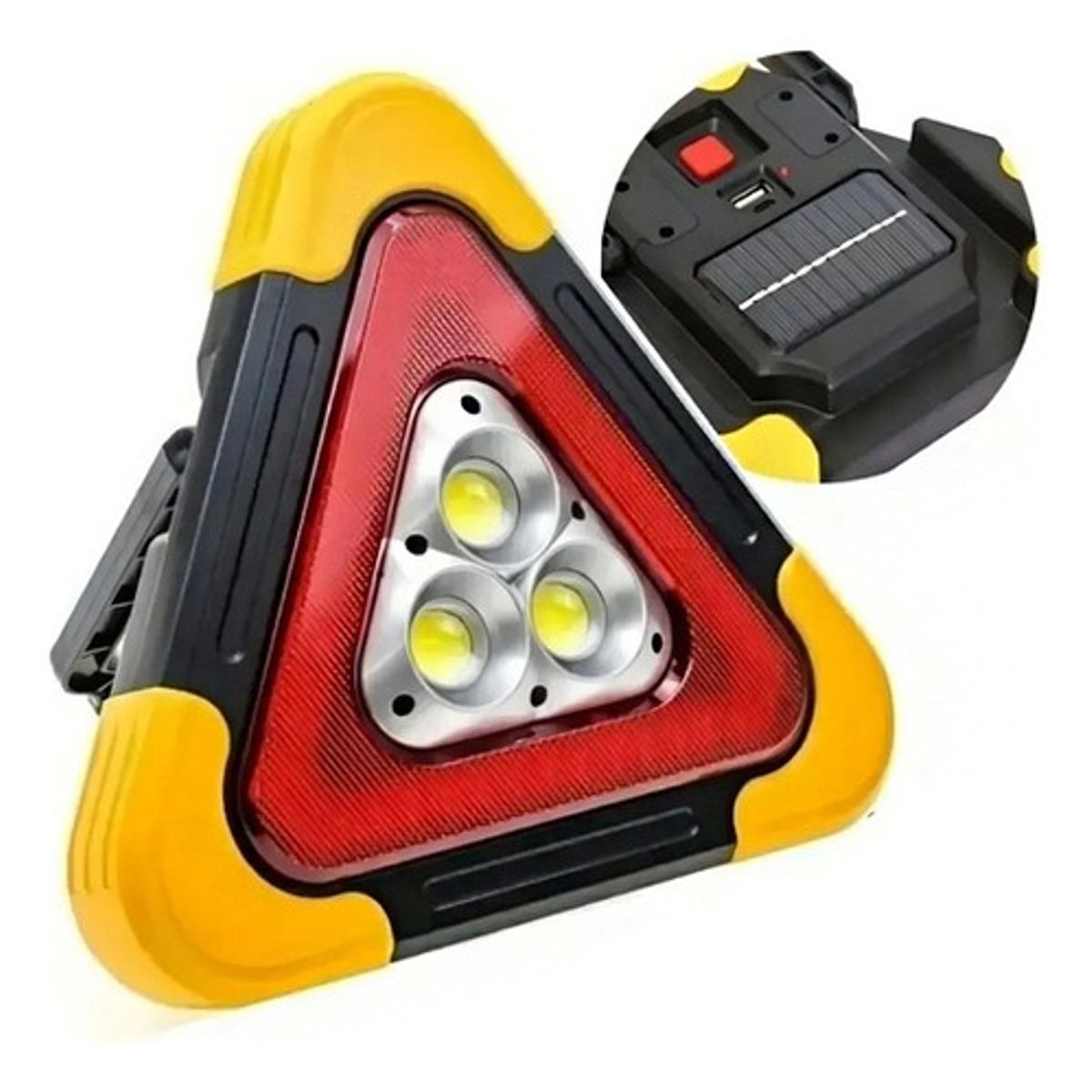GENERICO - Triangulo De Emergencia 3 Led Recargable Portatil Solar