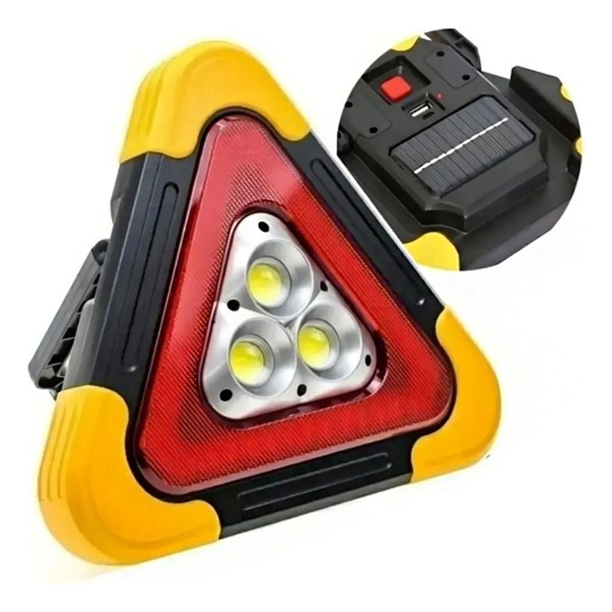 GENERICO - Triangulo De Emergencia 3 Led Recargable Portatil Solar