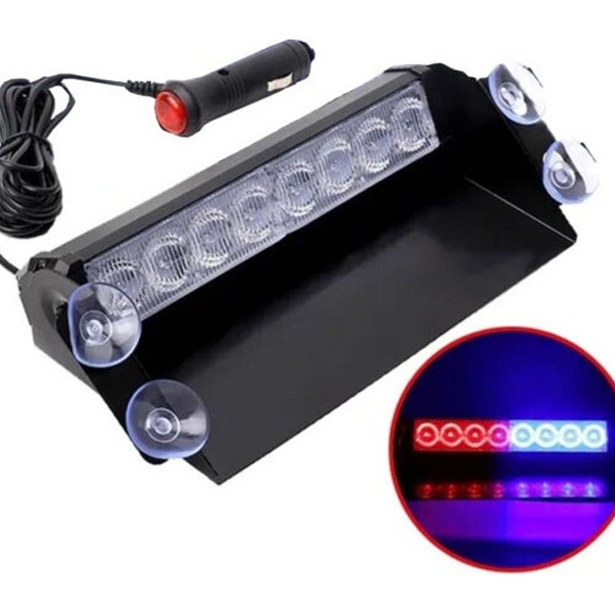 GENERICO - Baliza 12v Parabrisa Led Estroboscopica Azul Rojo