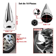 GENERICO - Cubre Tuerca Camion X10 En Punta Cromada Plastico Abs