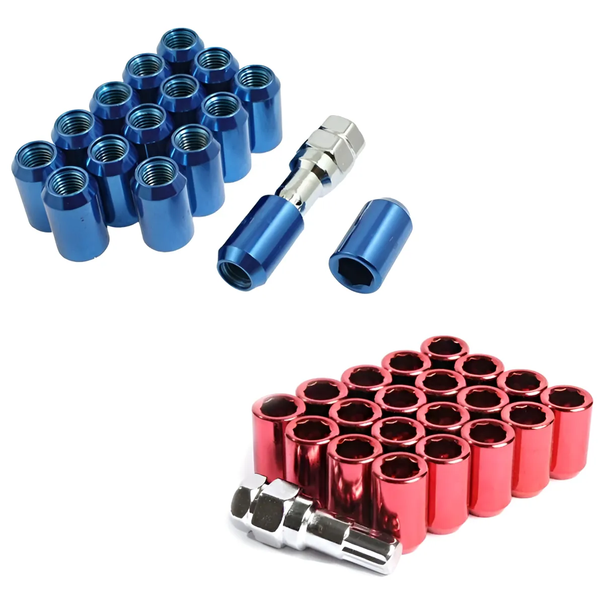 GENERICO - Set 16 Tuercas De Seguridad Colores Con Llave 12mm 12515