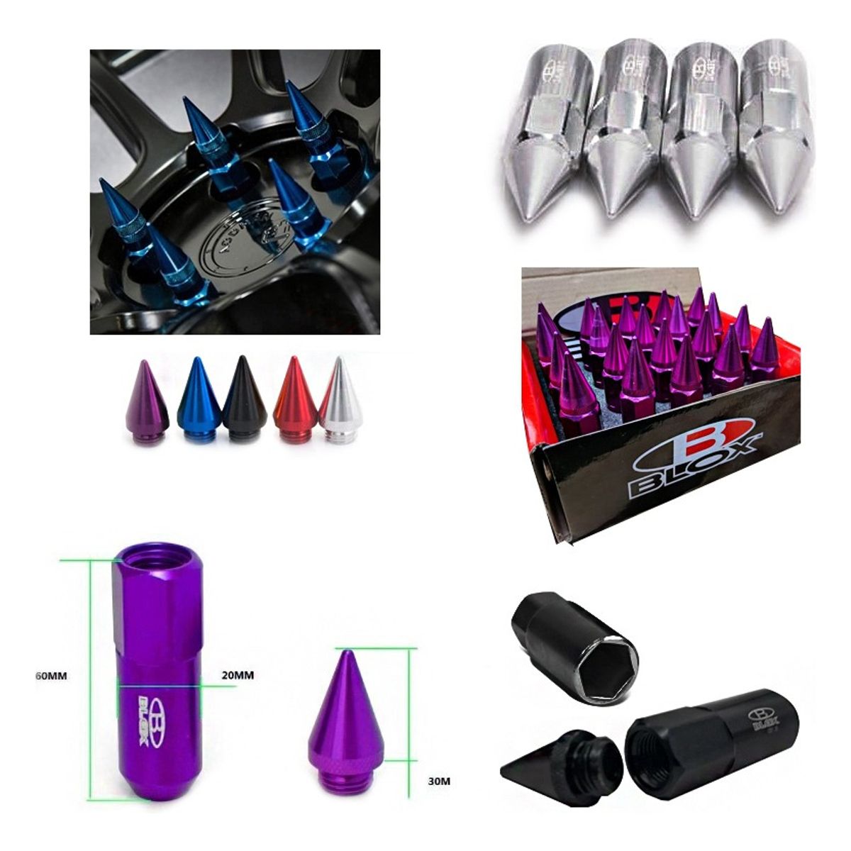 GENERICO - Set 20 Tuercas De Seguridad Punta Con Llave 12mm 12515