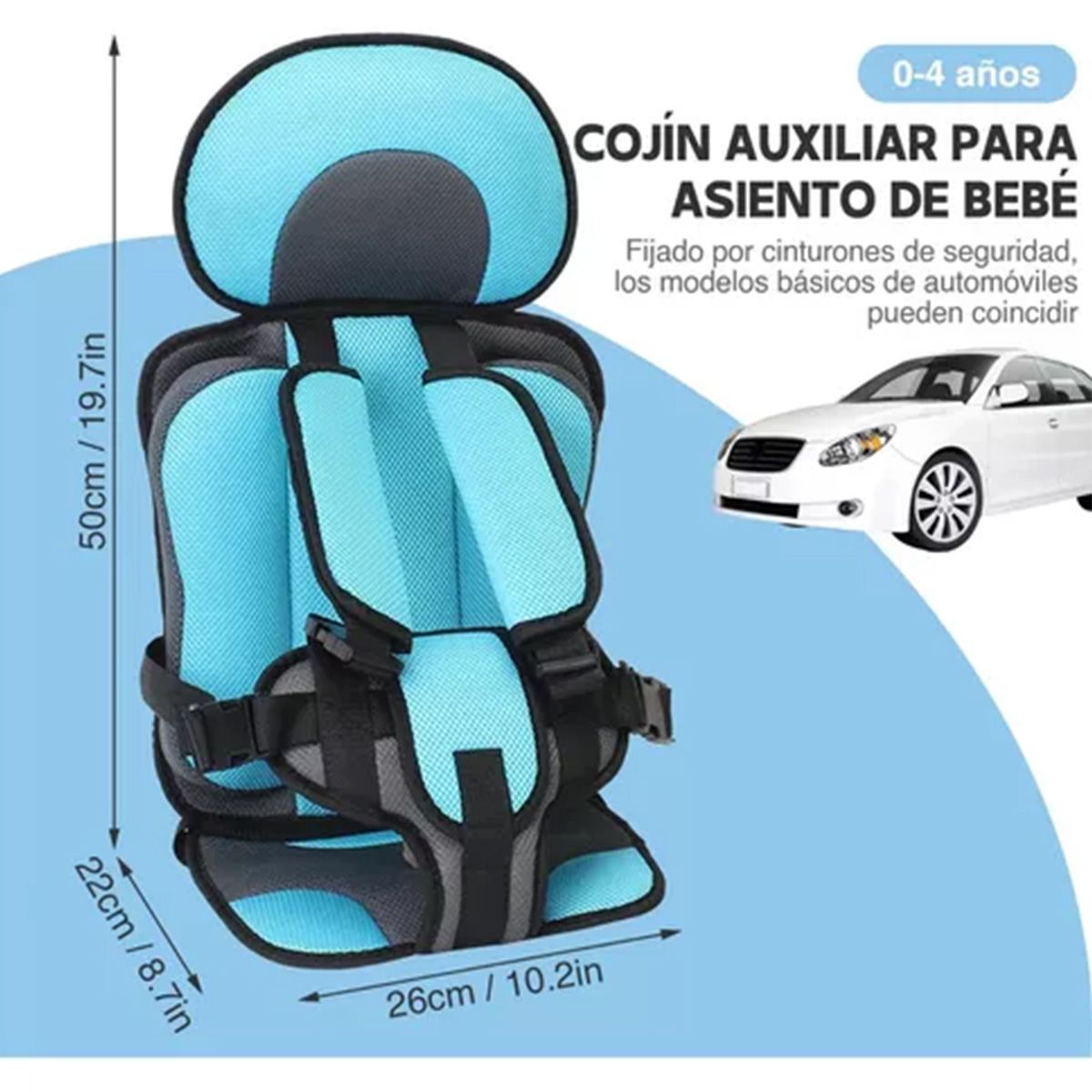 KINDA NICE - Asiento Seguridad De Bebé Para Coche Silla Plegable Gris
