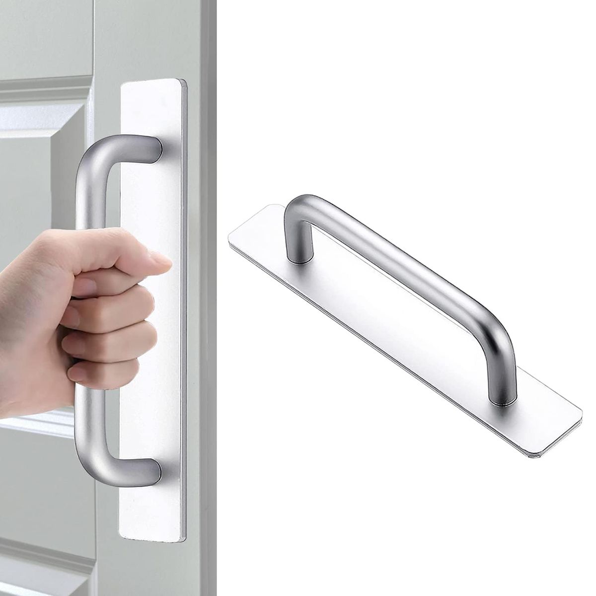 GENERICO - Tiradores De Puerta Autoadhesivo Aleación De Aluminio-Plata