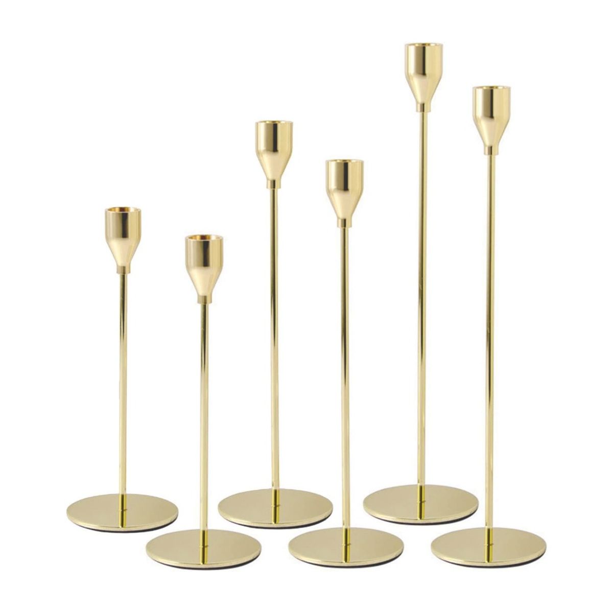 TATEE - Set 6 Candelabros Amarillo 23 Y 28 Y 31 cm metal