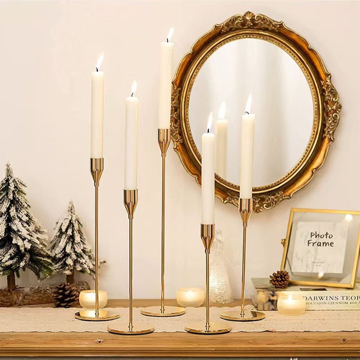 TATEE - Set 6 Candelabros Amarillo 23 Y 28 Y 31 cm metal