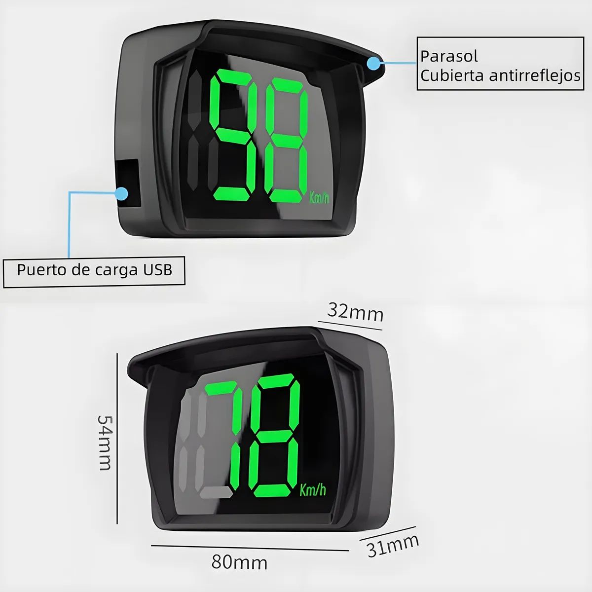 KUANGYE - Medidor Velocidad Velocímetro Digital Usb Kmh Mide Por Gps