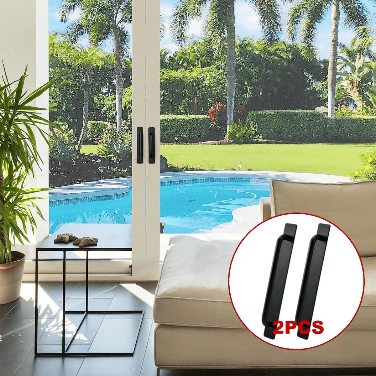 GENERICO - 2 Negro Tiradores De Puerta Autoadhesivo Aleación De Aluminio 15cm
