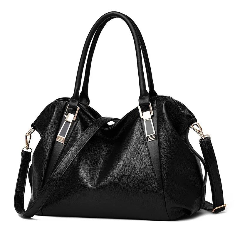 DANWEILE - Bolso de mano informal de piel suave para mujer - Negro