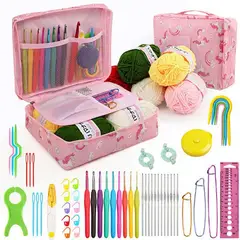 KINDA NICE - Set Crochet Ganchillos Lanas Accesorios Para Tejer 58 Uds