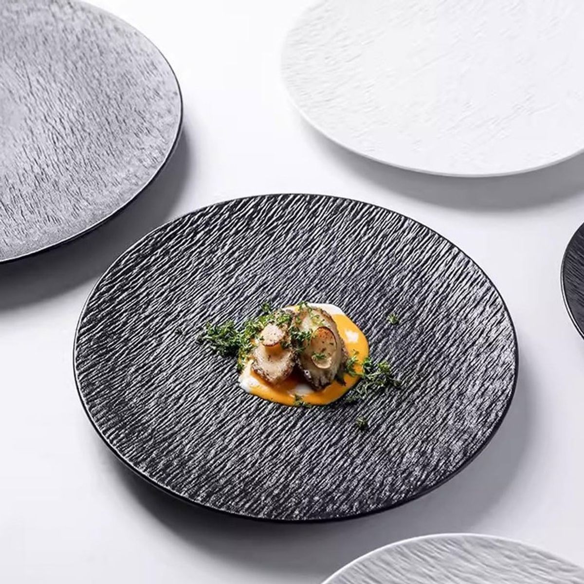 PUREPOWER - 10 Platos Playos 8 pulg Negro Mate - Rugoso Multiusos -Apto Micro