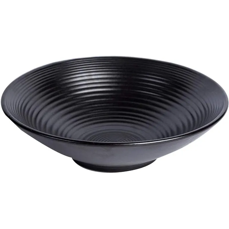 PUREPOWER - 6 Sets Bowls Melamina 9.6" Negro Texturizada Sopa, Ramen & Ensalada