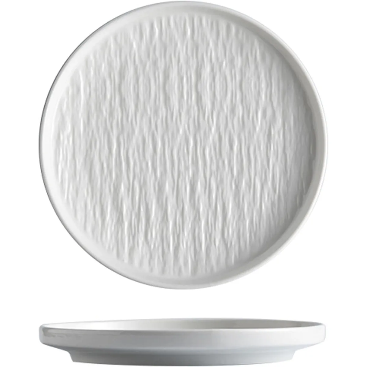PUREPOWER - 8 Platos Bistec 8in Roca Texturizada - Vajilla Cerámica Lujo Japonés