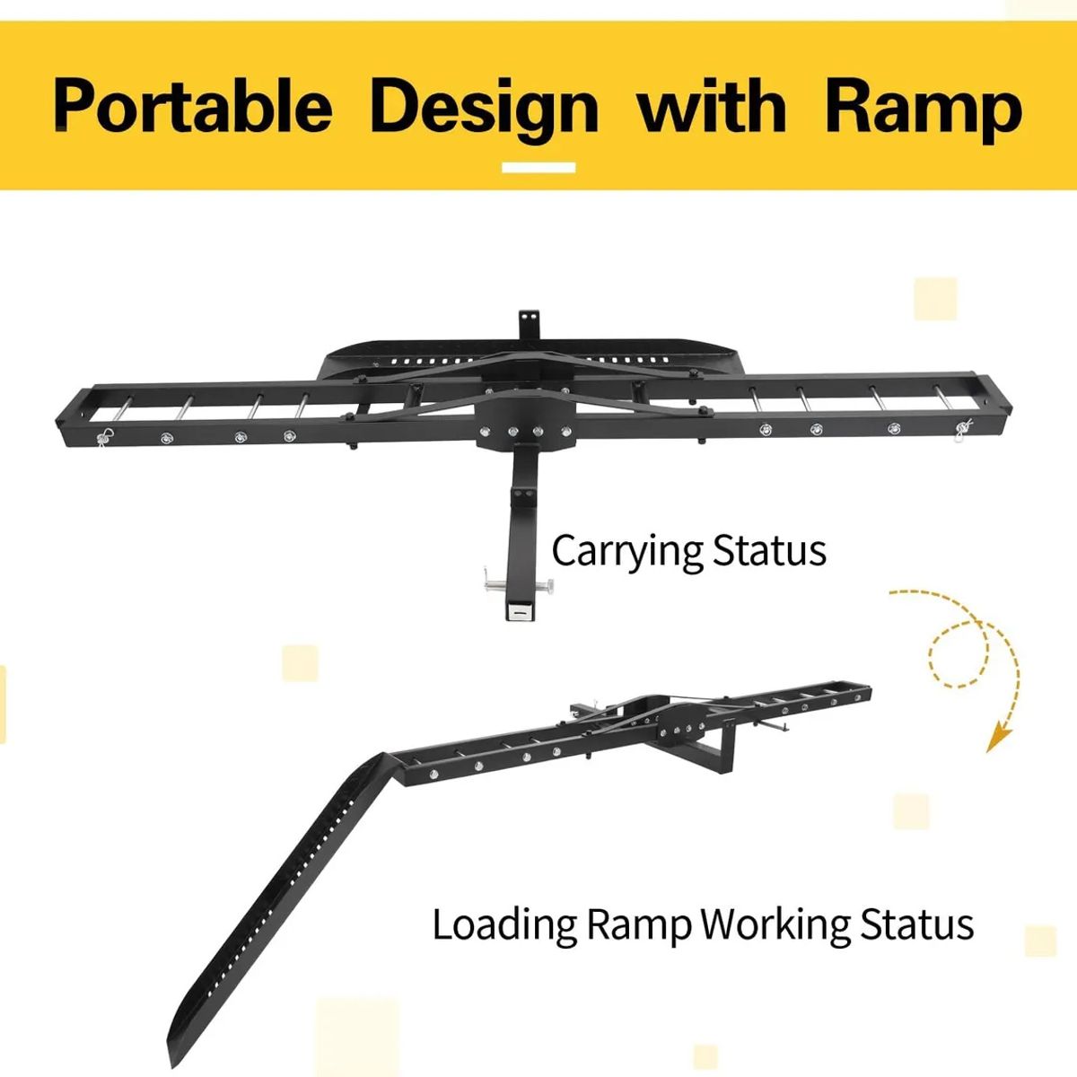 KUANGYE - Porta Moto Para Enganche Americano, 500 Lbs Negro