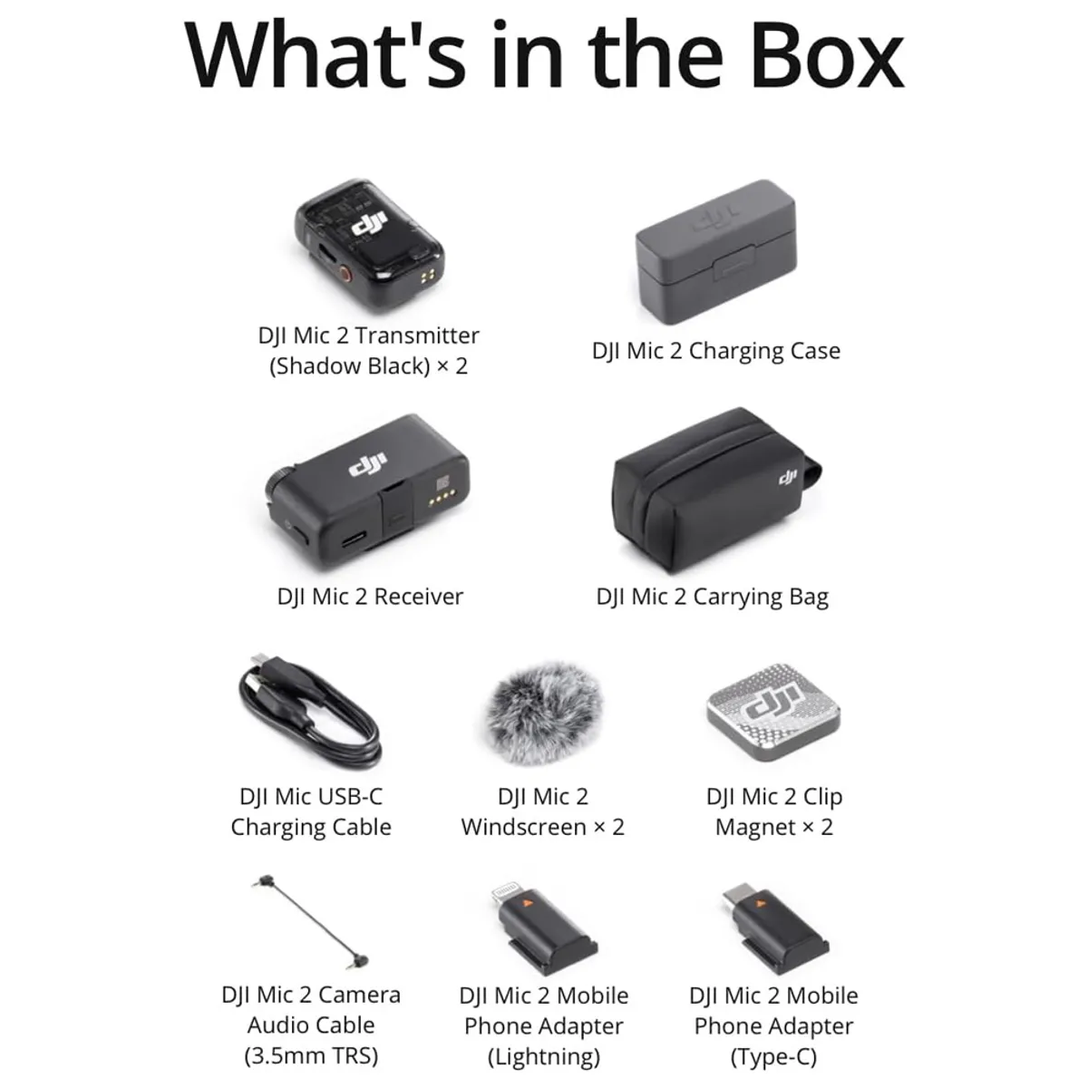 DJI - Micrófono DJI Mic 2 (2 TX + 1 RX + Estuche de carga)
