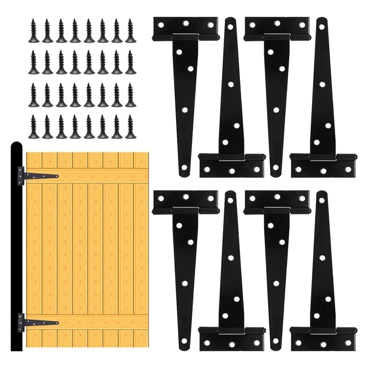 ATURE - 8 Pcs Bisagras Alcayata Para Portón En T 6 Pulgadas Antióxid
