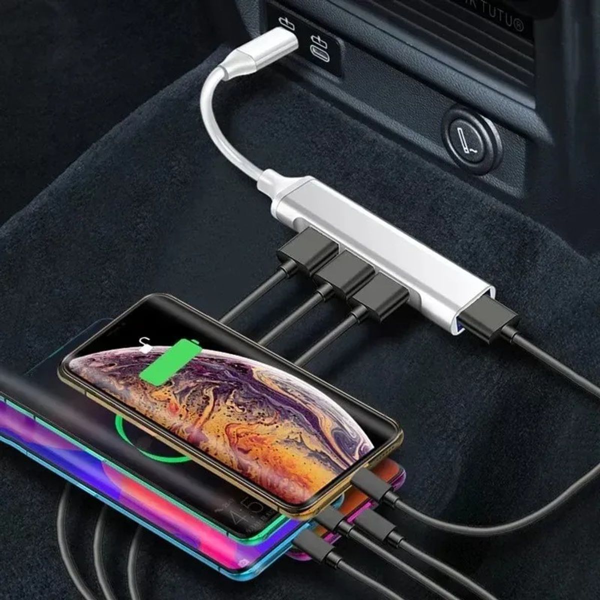 KUANGYE - Adaptador Hub Usb Tipo C - Conector Usb Multiple 3 Puertos Plateado