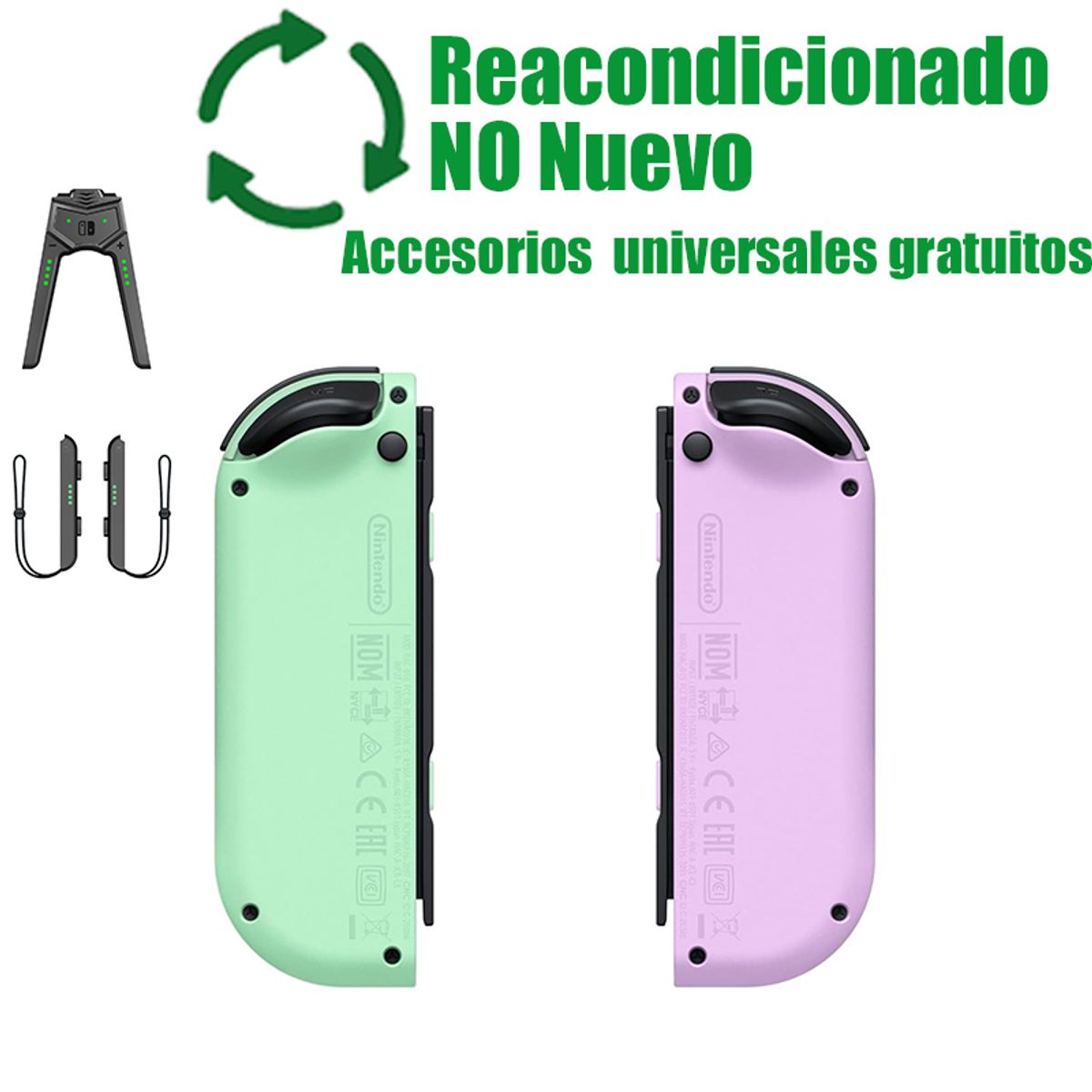 NINTENDO - Nintendo Control JoyCon(L/R) Morado/Verde Reacondicionado SemiNuevo