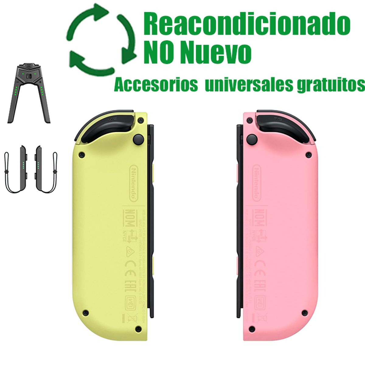 NINTENDO - Nintendo Control JoyCon(L/R) Rosa/Amarilla Reacondicionado SemiNuevo