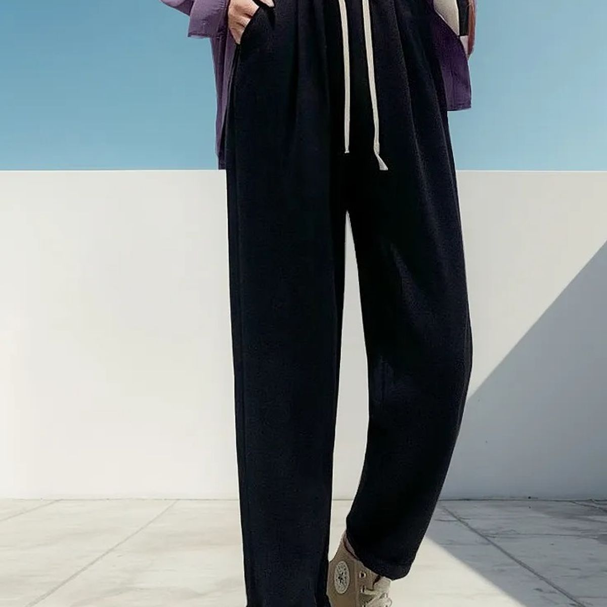 EVERSO - Pack 3 Pantalón Casual Mujer Sueltos Tiro Alto Color Sólido