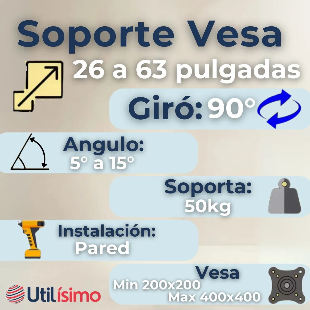 LINE - Soporte TV Pared Fijo 50Kg 26 a 63 Pulgadas