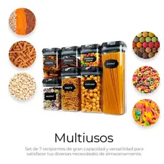 GENERICO - Set De 7 Contenedores Hermeticos De Plastico Cocina Despensa