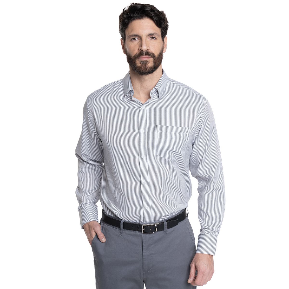KOTTING - CAMISA HOMBRE LISTADA CLÁSICA CUELLO SEMI