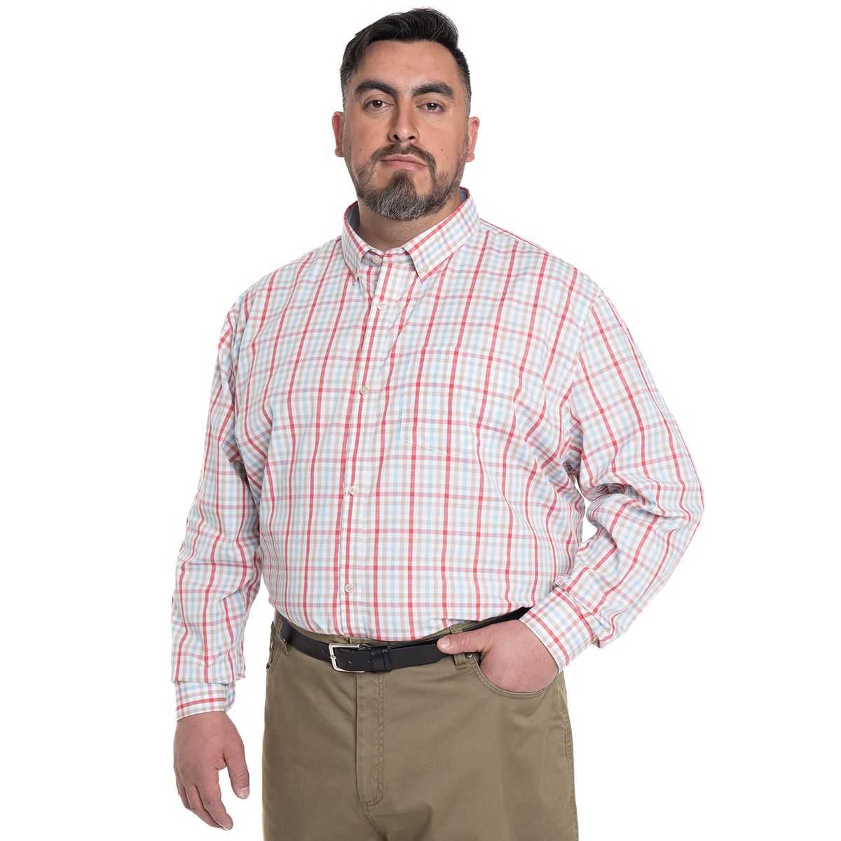 KOTTING - CAMISA HOMBRE CUADROS CUELLO INGLÉS FANTASÍA