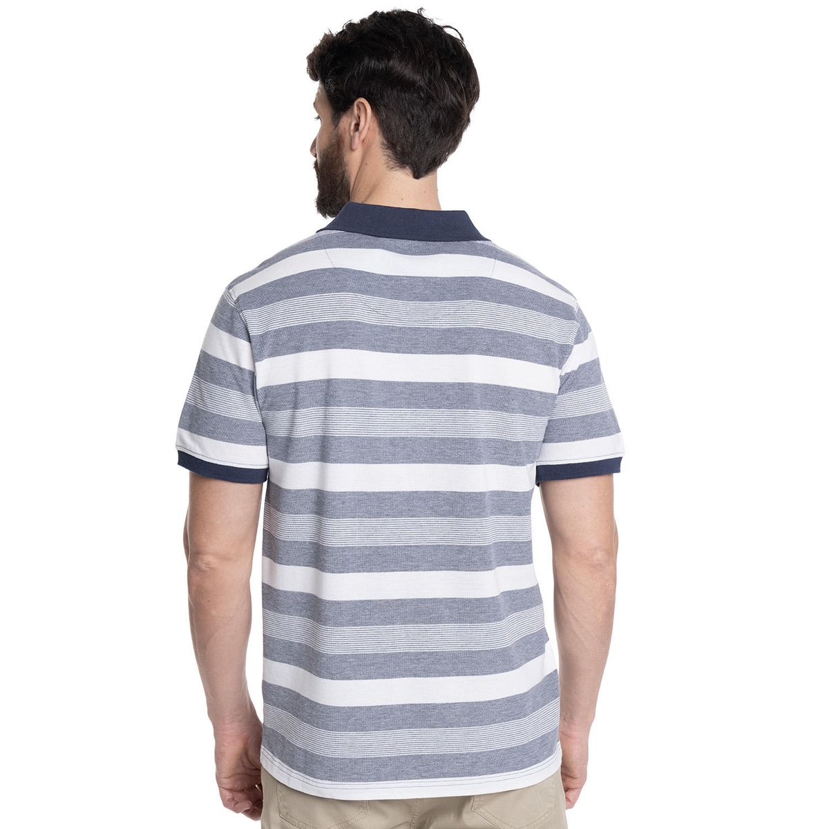 KOTTING - POLERA HOMBRE PIQUÉ LISTADA CUELLO CAMISERO BOLSILLO PECHO KOTTING