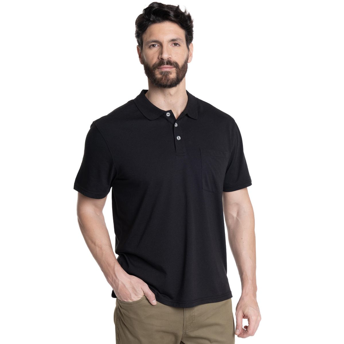 KOTTING - POLERA HOMBRE LISA CUELLO CAMISERO BOLSILLO PECHO