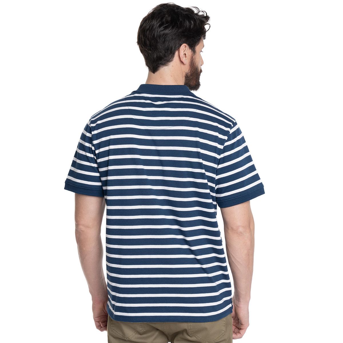 KOTTING - POLERA HOMBRE LISTADA CUELLO CAMISERO BOLSILLO PECHO