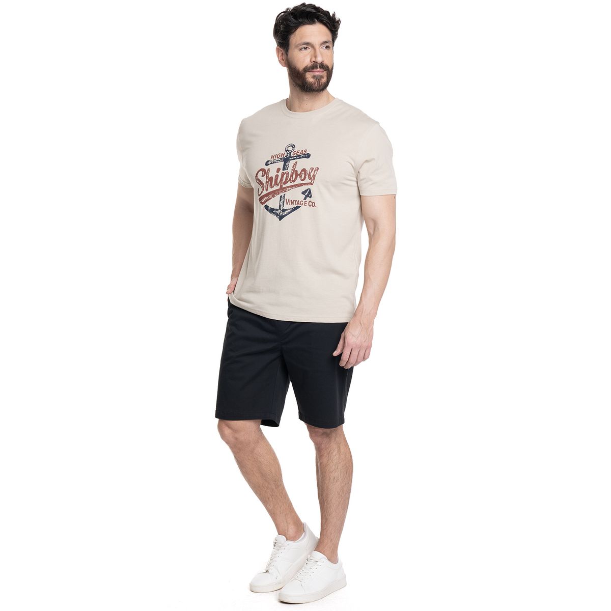 KOTTING - POLERA HOMBRE PRINT FRONTAL CUELLO REDONDO