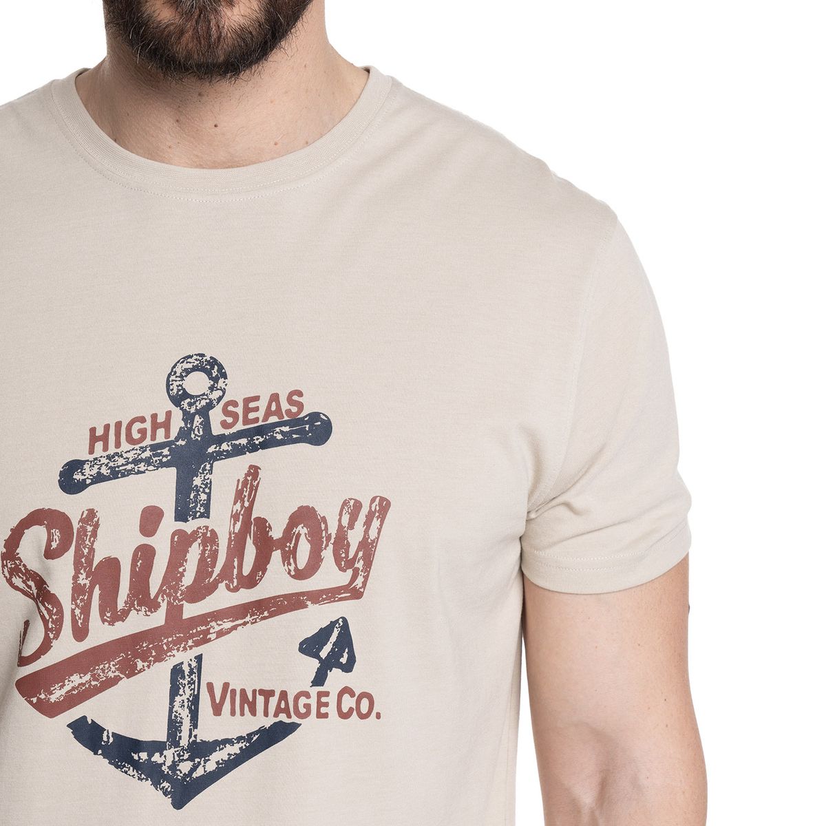 KOTTING - POLERA HOMBRE PRINT FRONTAL CUELLO REDONDO