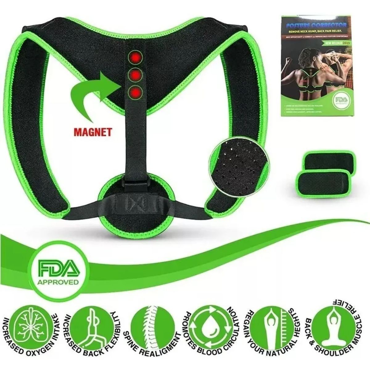 GENERICO - Corrector De Postura Espalda Unisex Con Imanes