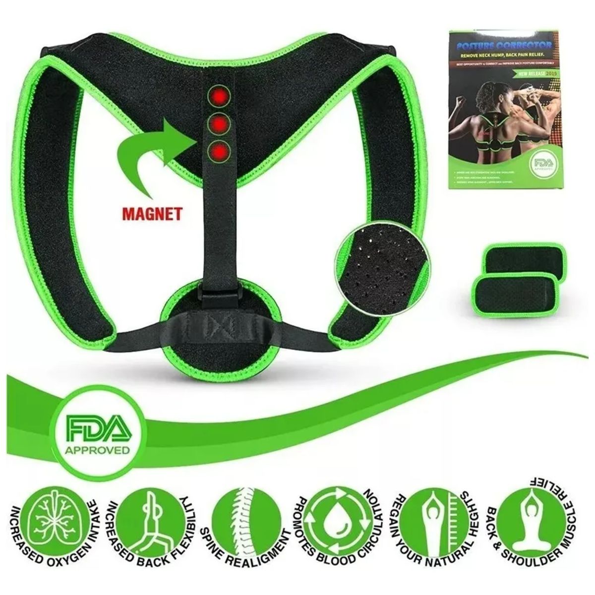 GENERICO - Corrector De Postura Espalda Unisex Con Imanes