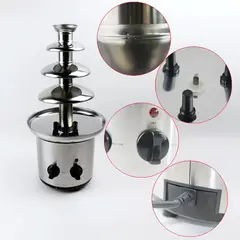 GENERICO - Cascada Fuente Chocolate Fondue 4 Niveles Acero Inoxidable Plateado