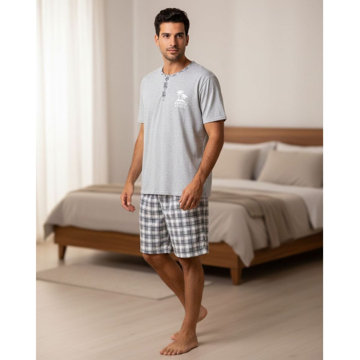 LIKE SHOP - Pijama Hombre Verano Short Y Polera Colores 522