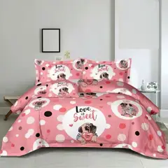 GENERICO - CUBRECAMA DE NIÑA ROSA PERRITO 1.5 PLAZA TF