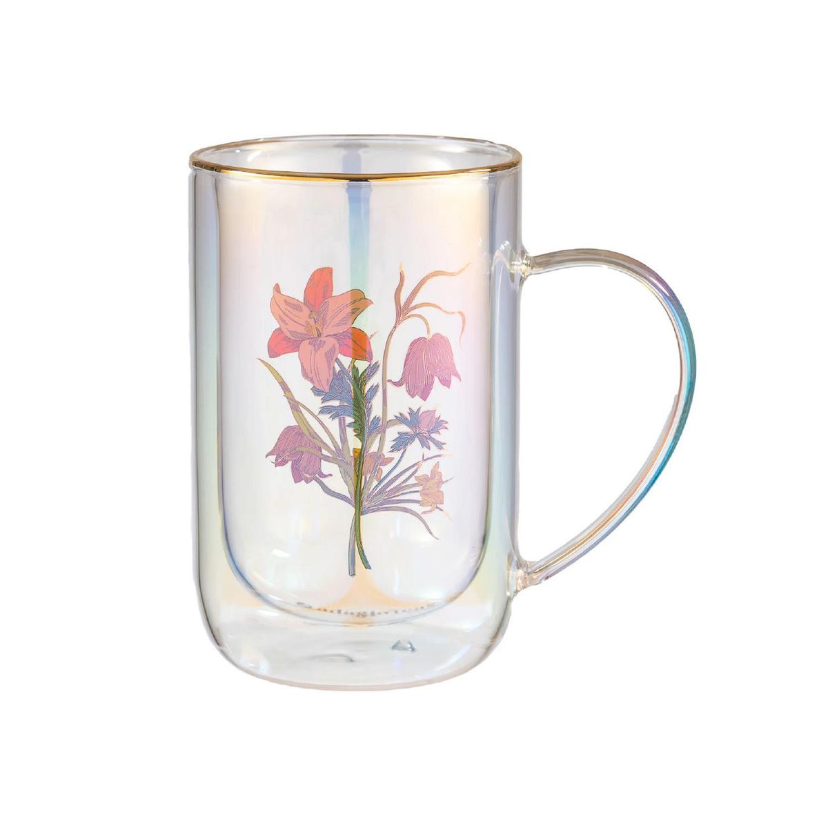 ADAGIO TEAS - Mug Bhoro Doble Vidrio Botanical Bouquet Iridescent 470 ml