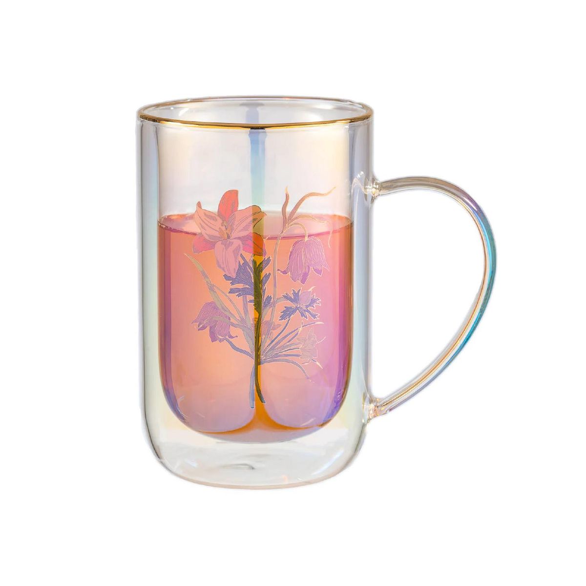 ADAGIO TEAS - Mug Bhoro Doble Vidrio Botanical Bouquet Iridescent 470 ml