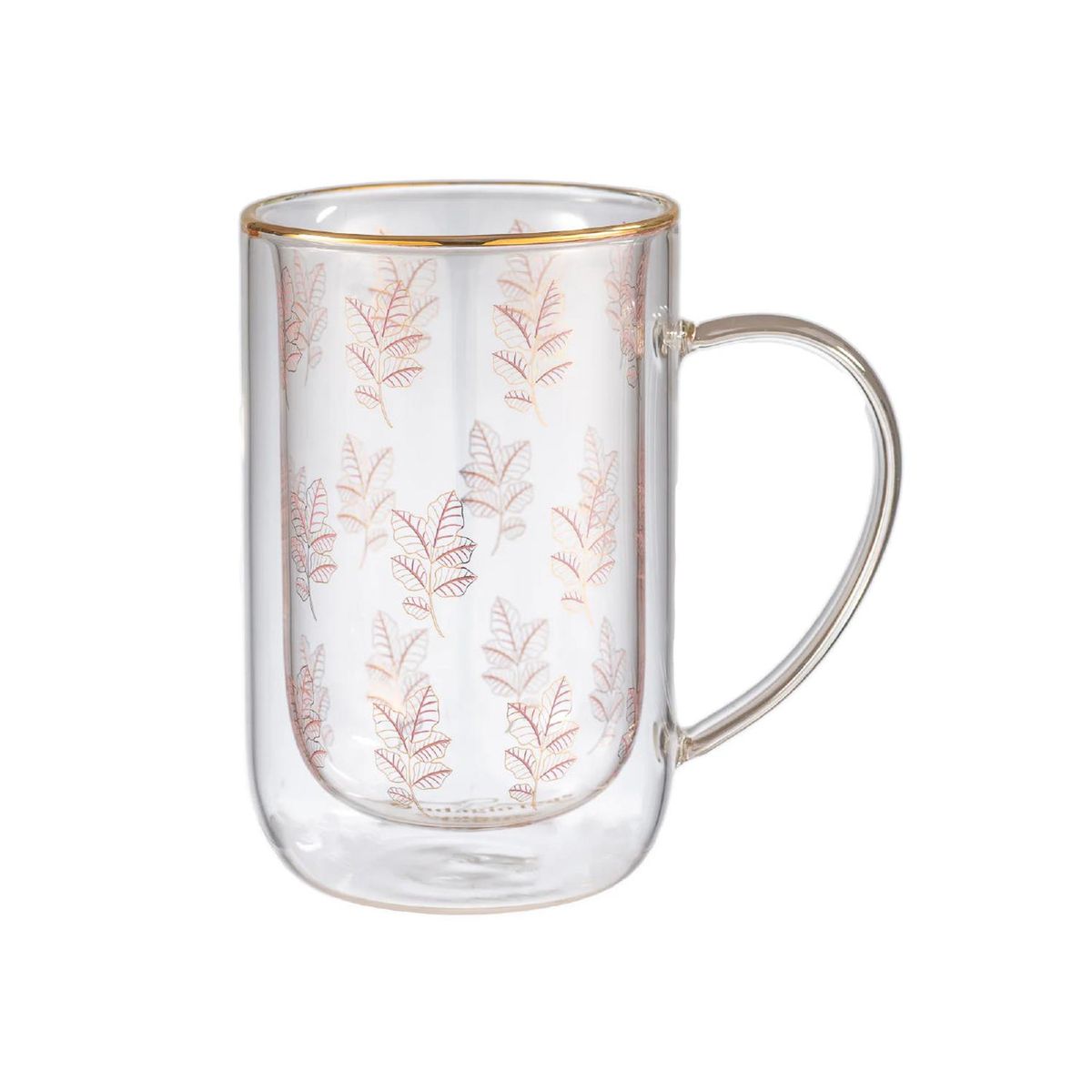 ADAGIO TEAS - Mug Bhoro Doble Vidrio Gold & Lilac Leaves 470 ml