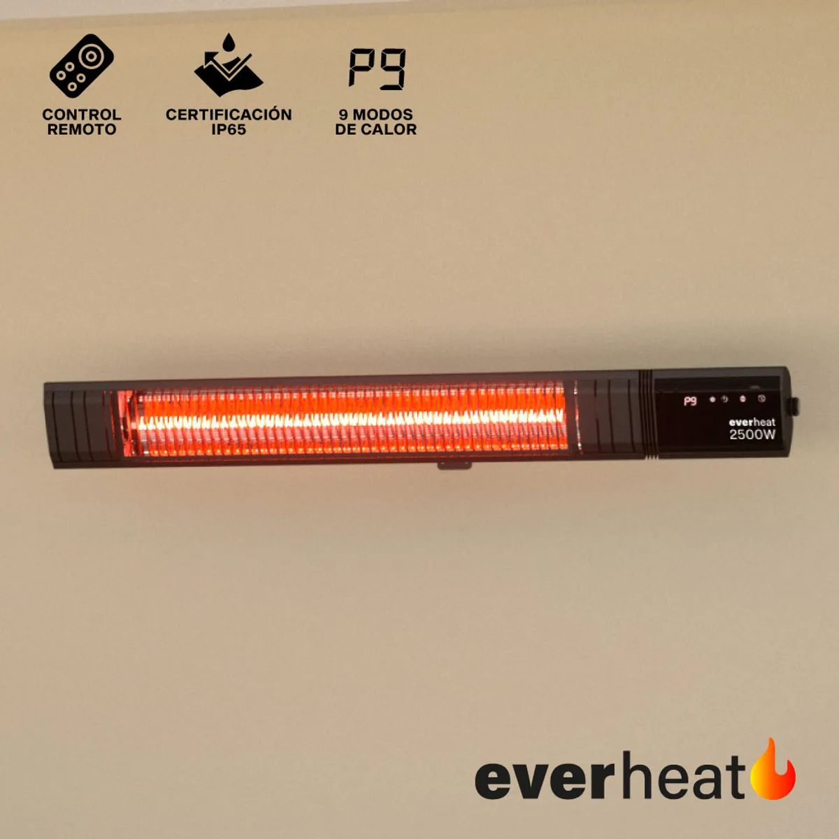 Estufa De Pared Patio Calefactor Terraza 2500W Everheat Kiosclub, marca EVERHEAT - Foto 2