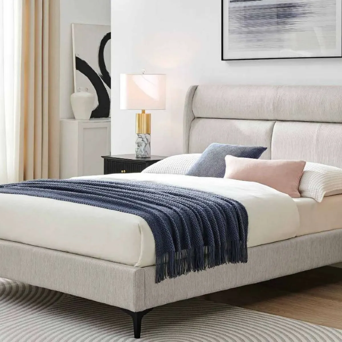 SWEET HOGAR - Cama europea con respaldo king + colchón resorte pocket advance