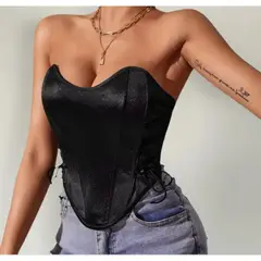 LIKE SHOP - Top Strapless Mujer Corsét Sujetador Satin Moda 9005