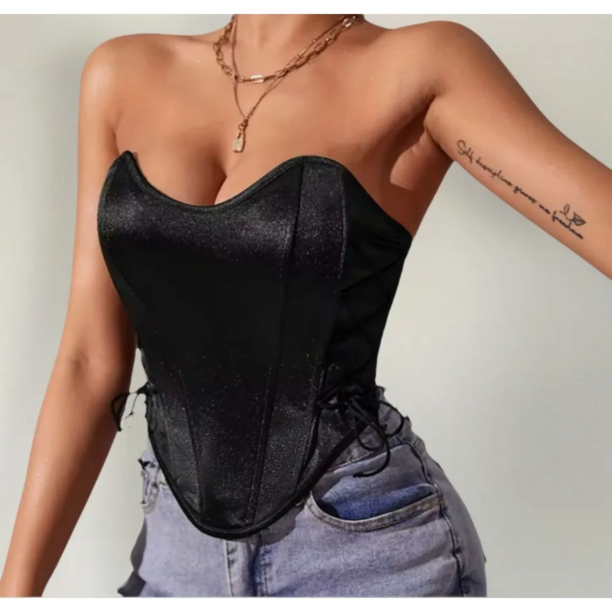 LIKE SHOP - Top Strapless Mujer Corsét Sujetador Satin Moda 9005