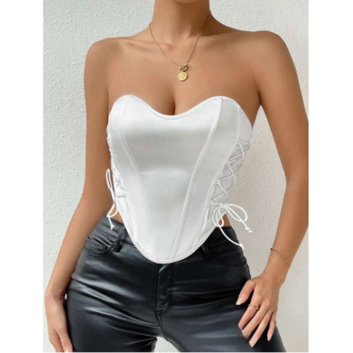 LIKE SHOP - Top Strapless Mujer Corsét Sujetador Satin Moda 9005
