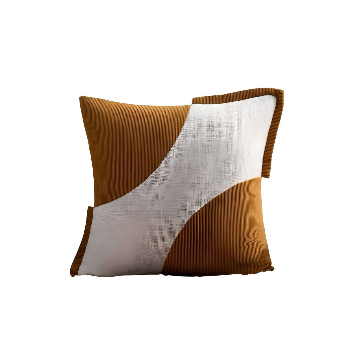 GENERICO - SET DE 2 FUNDAS DE COJINES DISEÑO TELA PANA EMPALMADO 45CM X 45 CM NARANJA