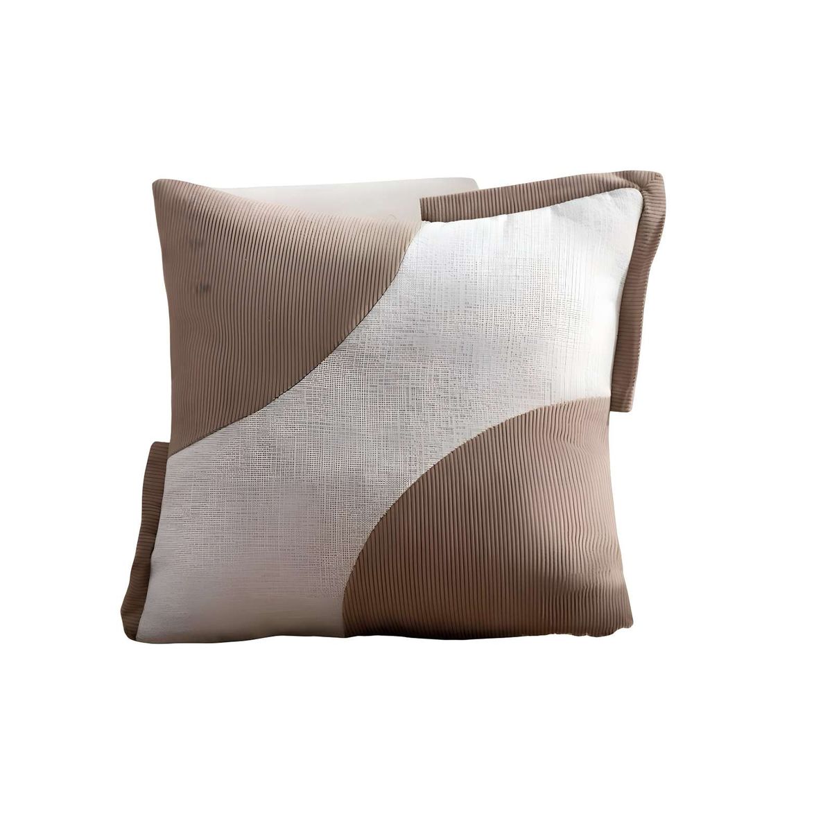 GENERICO - SET DE 2 FUNDAS DE COJINES DISEÑO TELA PANA EMPALMADO 45CM X 45 CM CAFÉ