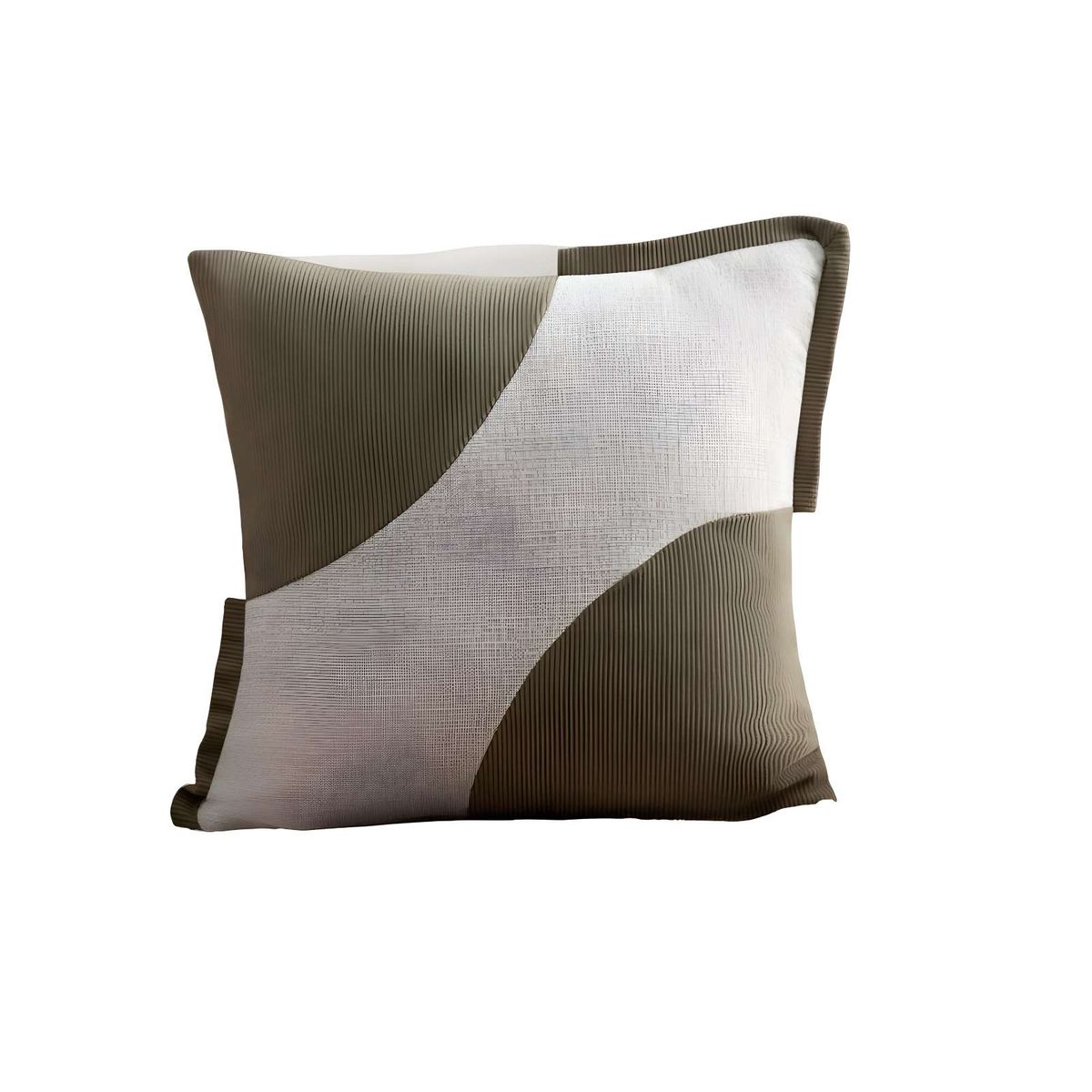 GENERICO - SET DE 2 FUNDAS DE COJINES DISEÑO TELA PANA EMPALMADO 45CM X 45 CM VERDE OLIVA